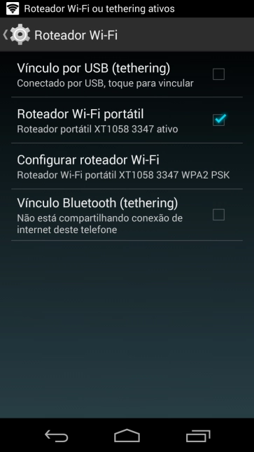 Pressione Roteador Wi-Fi portátil para ativar a função. Pressione Roteador Wi-Fi portátil para ativar a função.