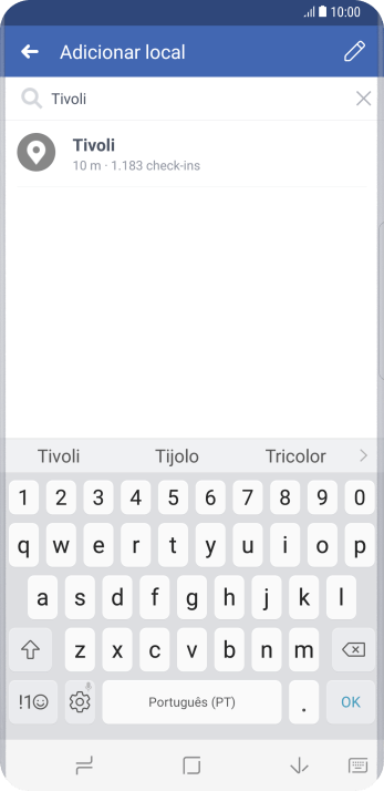 Pressione o local desejado. Pressione o local desejado.