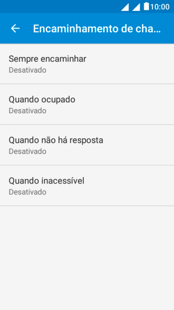 Pressione o tipo de encaminhamento desejado. Pressione o tipo de encaminhamento desejado.