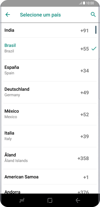 Pressione o país desejado. Pressione o país desejado.