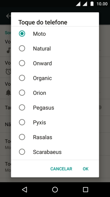 Pressione os toques desejados para escutá-los. Pressione os toques desejados para escutá-los.