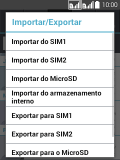 Pressione Importar do SIM1. Pressione Importar do SIM1.