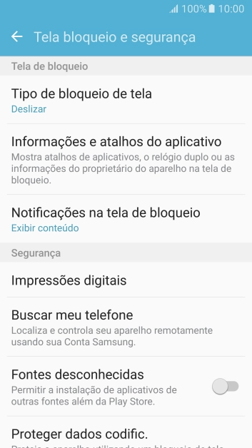 Pressione Tipo de bloqueio de tela. Pressione Tipo de bloqueio de tela.