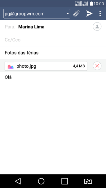 Pressione o ícone de enviar, quando você terminar de escrever seu e-mail. Pressione o ícone de enviar, quando você terminar de escrever seu e-mail.