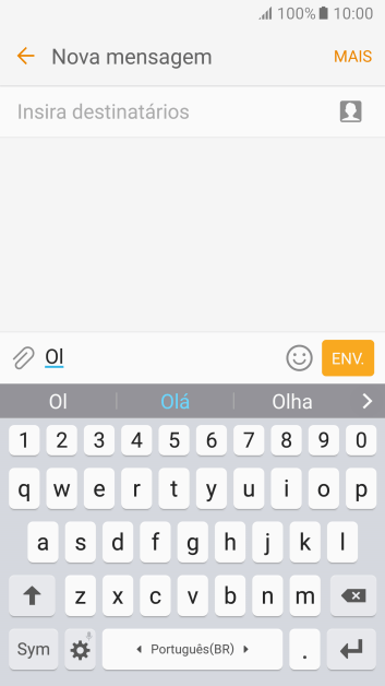 As sugestões de palavras são mostradas na tela, enquanto você escreve. Pressione a seta para ver mais sugestões de palavras. As sugestões de palavras são mostradas na tela, enquanto você escreve. Pressione a seta para ver mais sugestões de palavras.