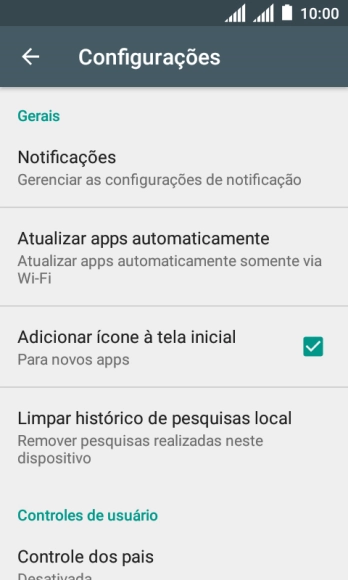 Pressione Atualizar apps automaticamente. Pressione Atualizar apps automaticamente.