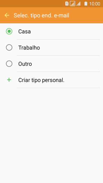 Pressione o tipo de e-mail desejado. Pressione o tipo de e-mail desejado.