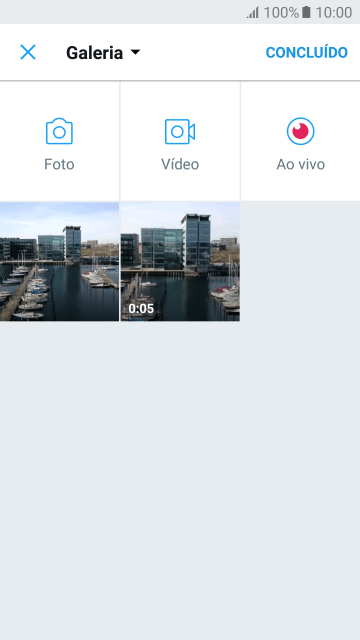 Pressione a foto ou o vídeo desejado. Pressione a foto ou o vídeo desejado.