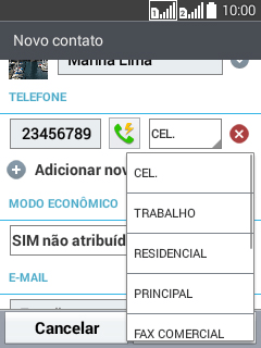 Pressione o tipo de número desejado. Pressione o tipo de número desejado.