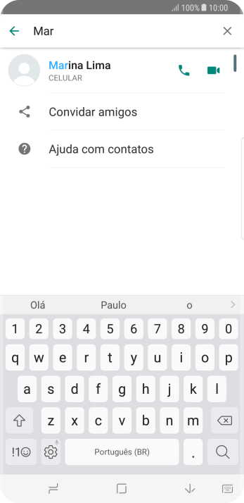 Pressione o ícone de chamada de voz para realizar uma chamada de voz para o contato. Pressione o ícone de chamada de voz para realizar uma chamada de voz para o contato.