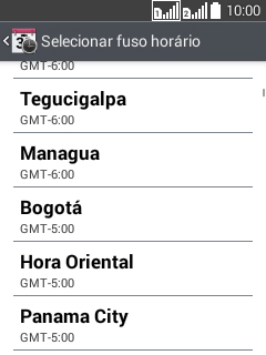Pressione o fuso horário desejado. Pressione o fuso horário desejado.