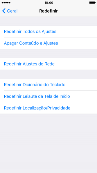 Pressione Redefinir Todos os Ajustes. Pressione Redefinir Todos os Ajustes.