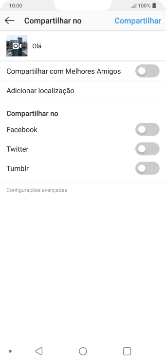 Digite o texto, e pressione Compartilhar. Digite o texto, e pressione Compartilhar.