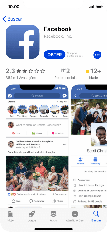 Pressione OBTER, e siga as indicações da tela para instalar o app. Pressione OBTER, e siga as indicações da tela para instalar o app.