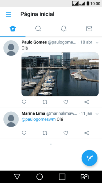 Pressione o ícone de novo tweet. Pressione o ícone de novo tweet.