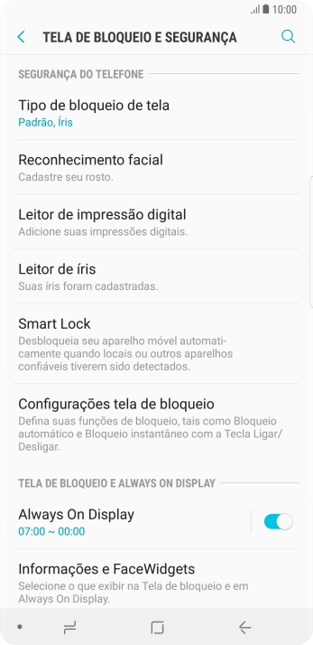 Pressione Tipo de bloqueio de tela, e digite o código de bloqueio atual. Pressione Tipo de bloqueio de tela, e digite o código de bloqueio atual.