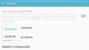 Pressione Dispositivo para salvar as fotos na memória do celular. Pressione Dispositivo para salvar as fotos na memória do celular.