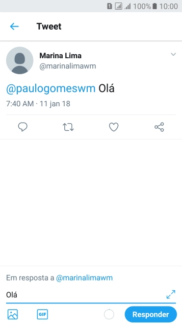 Escreva a resposta desejada, e pressione Responder. Escreva a resposta desejada, e pressione Responder.