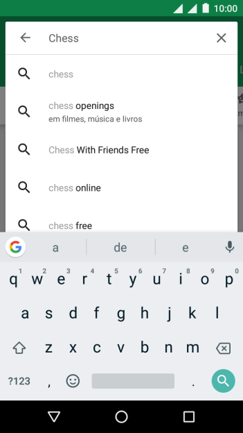 Insira o nome ou assunto do app desejado, e pressione o ícone de busca. Insira o nome ou assunto do app desejado, e pressione o ícone de busca.