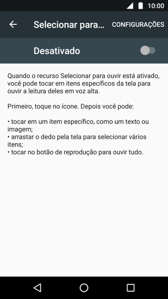 Pressione o indicador para ativar a função. Pressione o indicador para ativar a função.