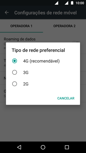 Pressione o tipo de rede. Pressione o tipo de rede.