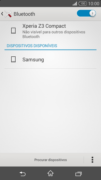 Pressione o dispositivo Bluetooth desejado, e siga as instruções da tela para conectar o dispositivo ao seu celular. Pressione o dispositivo Bluetooth desejado, e siga as instruções da tela para conectar o dispositivo ao seu celular.