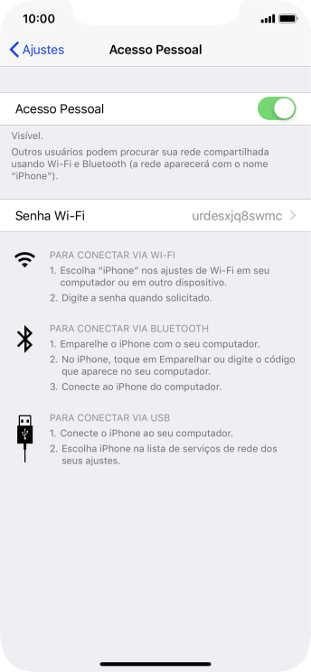 Pressione Senha Wi-Fi, e digite a senha desejada. Pressione Senha Wi-Fi, e digite a senha desejada.