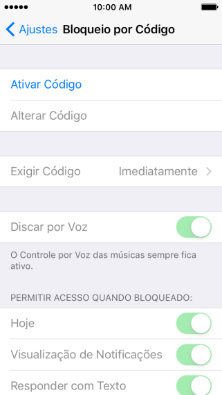 Pressione Ativar Código, e insira um código de bloqueio duas vezes em seguida. Pressione Ativar Código, e insira um código de bloqueio duas vezes em seguida.