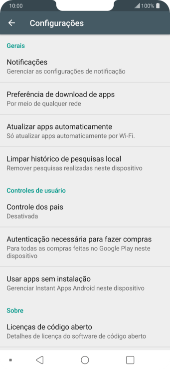 Pressione Atualizar apps automaticamente. Pressione Atualizar apps automaticamente.