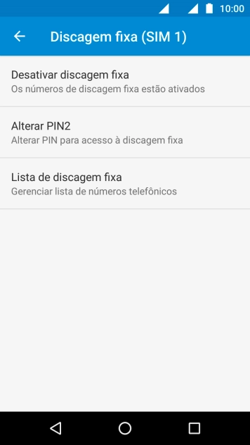 Pressione Desativar discagem fixa para desativar os números de discagem fixa. Pressione Desativar discagem fixa para desativar os números de discagem fixa.