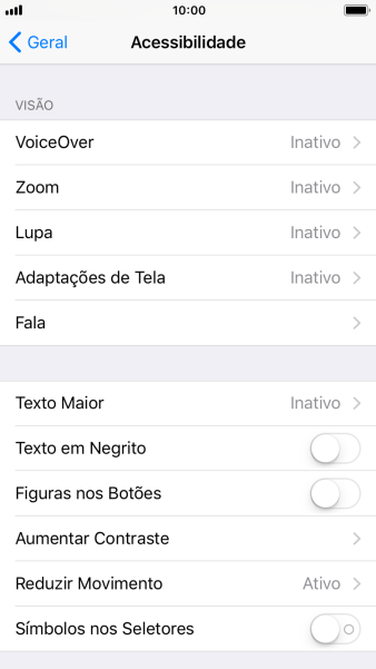 Pressione Fala, e siga as indicações da tela para selecionar as configurações desejadas. Pressione Fala, e siga as indicações da tela para selecionar as configurações desejadas.