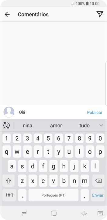 Escreva o texto desejado, e pressione o ícone de enviar. Escreva o texto desejado, e pressione o ícone de enviar.