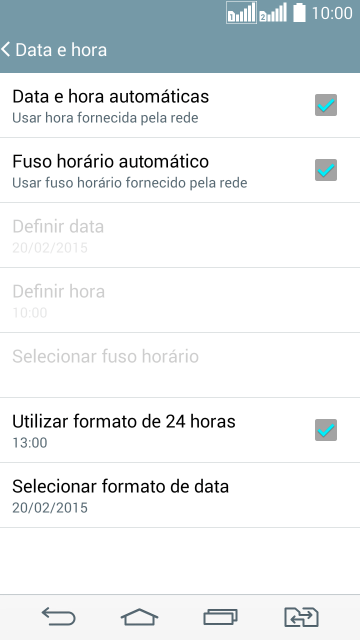 Pressione Data e hora automáticas para ativar a função. Pressione Data e hora automáticas para ativar a função.