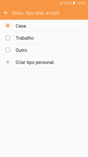 Pressione o tipo de e-mail desejado. Pressione o tipo de e-mail desejado.