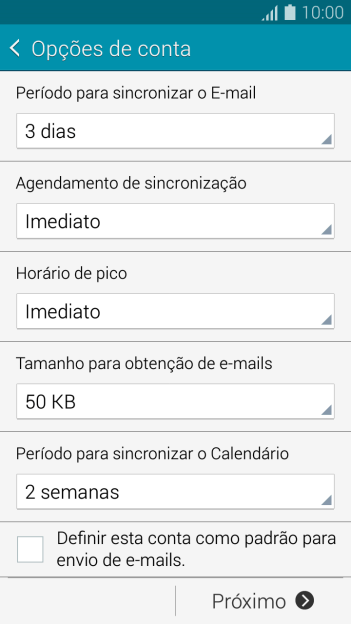 Se a tela mostrar essa imagem, sua conta foi reconhecida e configurada automaticamente. Siga as instruções da tela para inserir mais informações e finalizar a configuração. Se a tela mostrar essa imagem, sua conta foi reconhecida e configurada automaticamente. Siga as instruções da tela para inserir mais informações e finalizar a configuração.