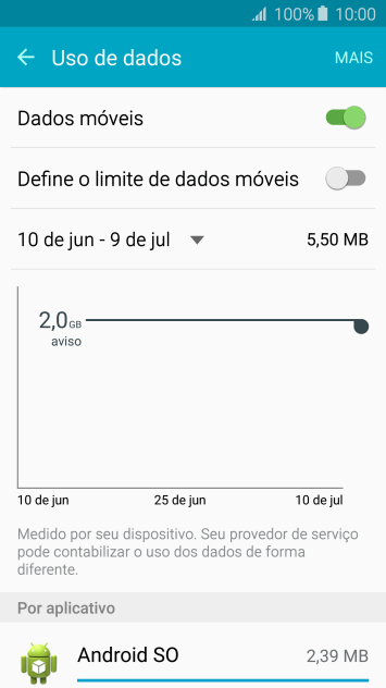 Pressione Dados móveis para ativar ou desativar a função. Pressione Dados móveis para ativar ou desativar a função.