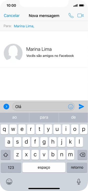 Escreva a mensagem desejada, e pressione o ícone de enviar. Escreva a mensagem desejada, e pressione o ícone de enviar.