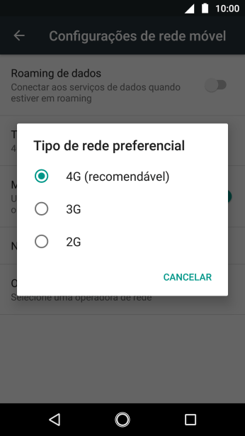 Pressione o tipo de rede. Pressione o tipo de rede.