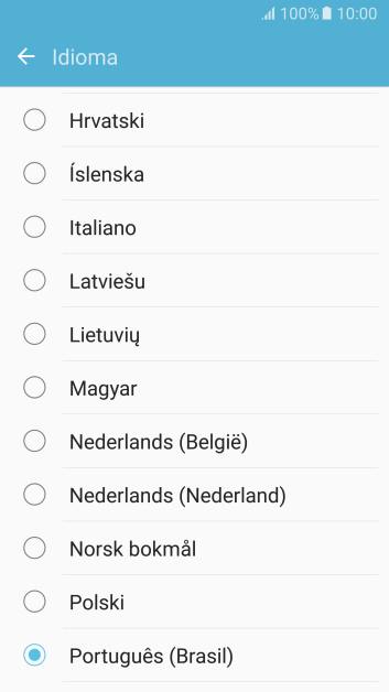 Pressione o idioma desejado. Pressione o idioma desejado.