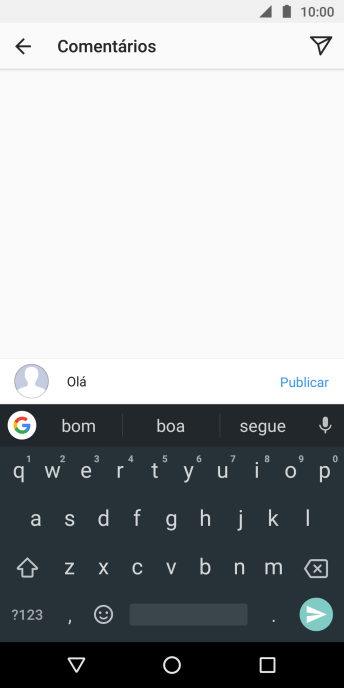 Digite o texto desejado, e pressione Publicar. Digite o texto desejado, e pressione Publicar.