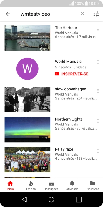 Pressione o vídeo desejado. Pressione o vídeo desejado.