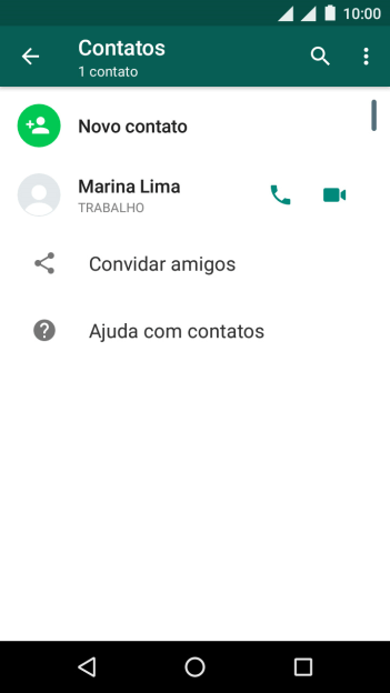 Pressione o ícone de busca, e digite as primeiras letras do nome do contato. Pressione o ícone de busca, e digite as primeiras letras do nome do contato.