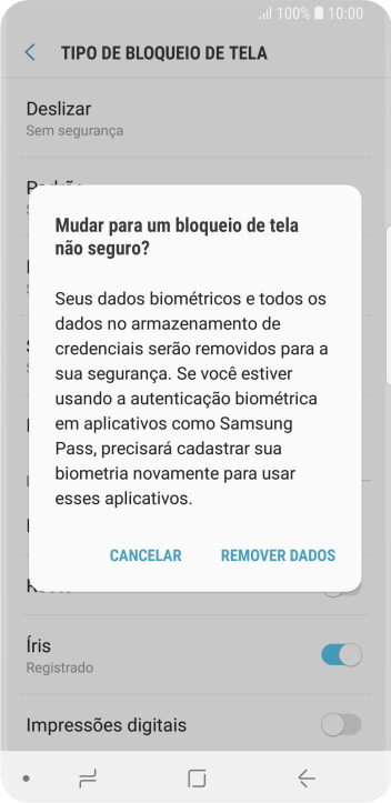 Pressione REMOVER DADOS. Pressione REMOVER DADOS.