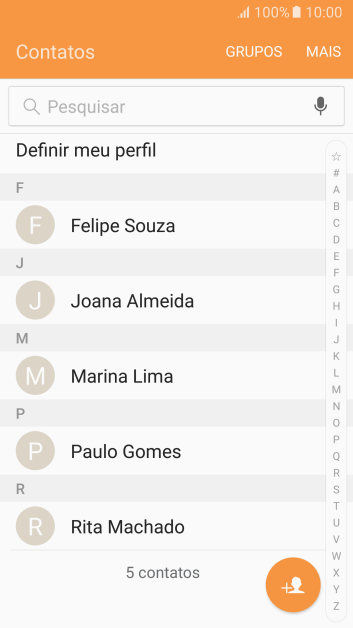 Pressione o ícone de novo contato. Pressione o ícone de novo contato.