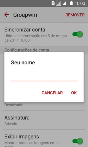 Digite o nome do remetente, e pressione OK. Digite o nome do remetente, e pressione OK.
