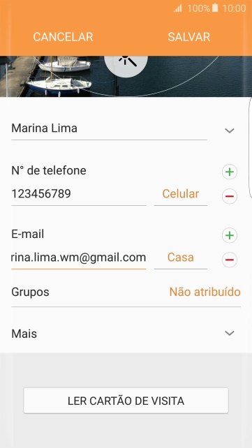 Pressione o campo ao lado do endereço de e-mail. Pressione o campo ao lado do endereço de e-mail.