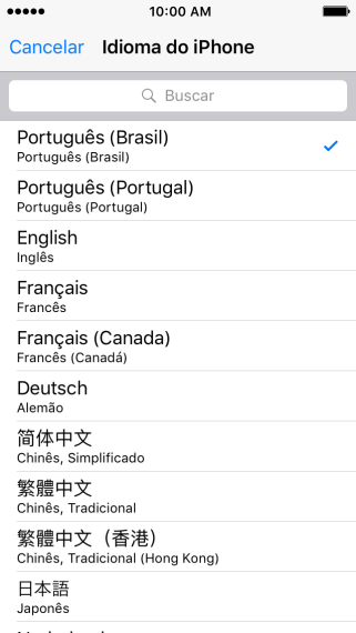 Pressione o idioma desejado. Pressione o idioma desejado.