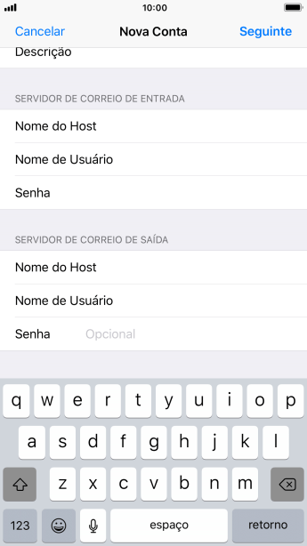 Pressione Senha e digite a senha da sua conta e-mail. Pressione Senha e digite a senha da sua conta e-mail.