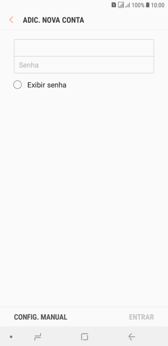 Pressione Senha e digite a senha da sua conta e-mail. Pressione Senha e digite a senha da sua conta e-mail.