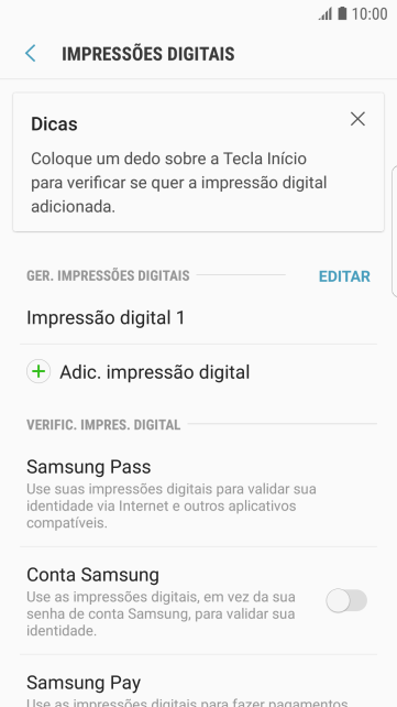 Pressione a tecla de voltar. Pressione a tecla de voltar.